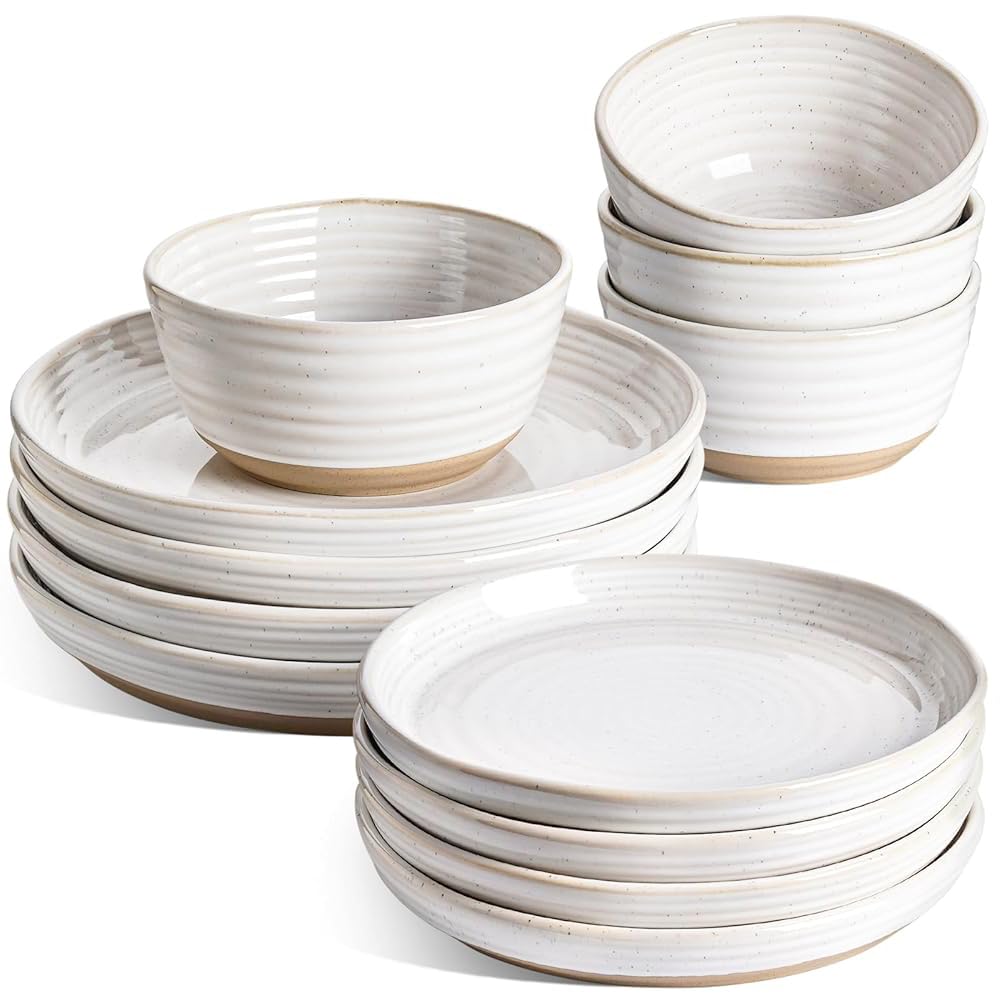 LE TAUCI dinnerware set dinner plates for everyday meals with a clean, classic look