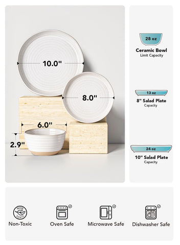 LE TAUCI dinnerware set for four enables cozy family dinners
