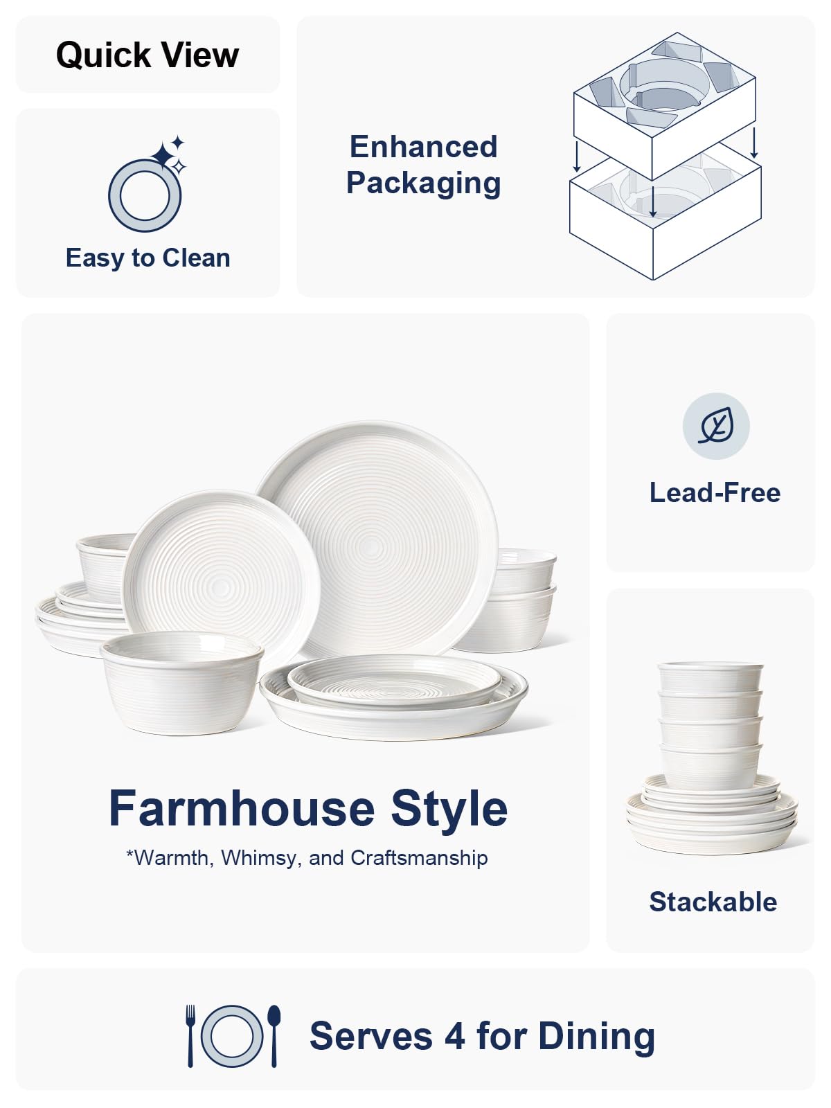 LE TAUCI Dishes Set 4 salad plates styled with greens for light meals