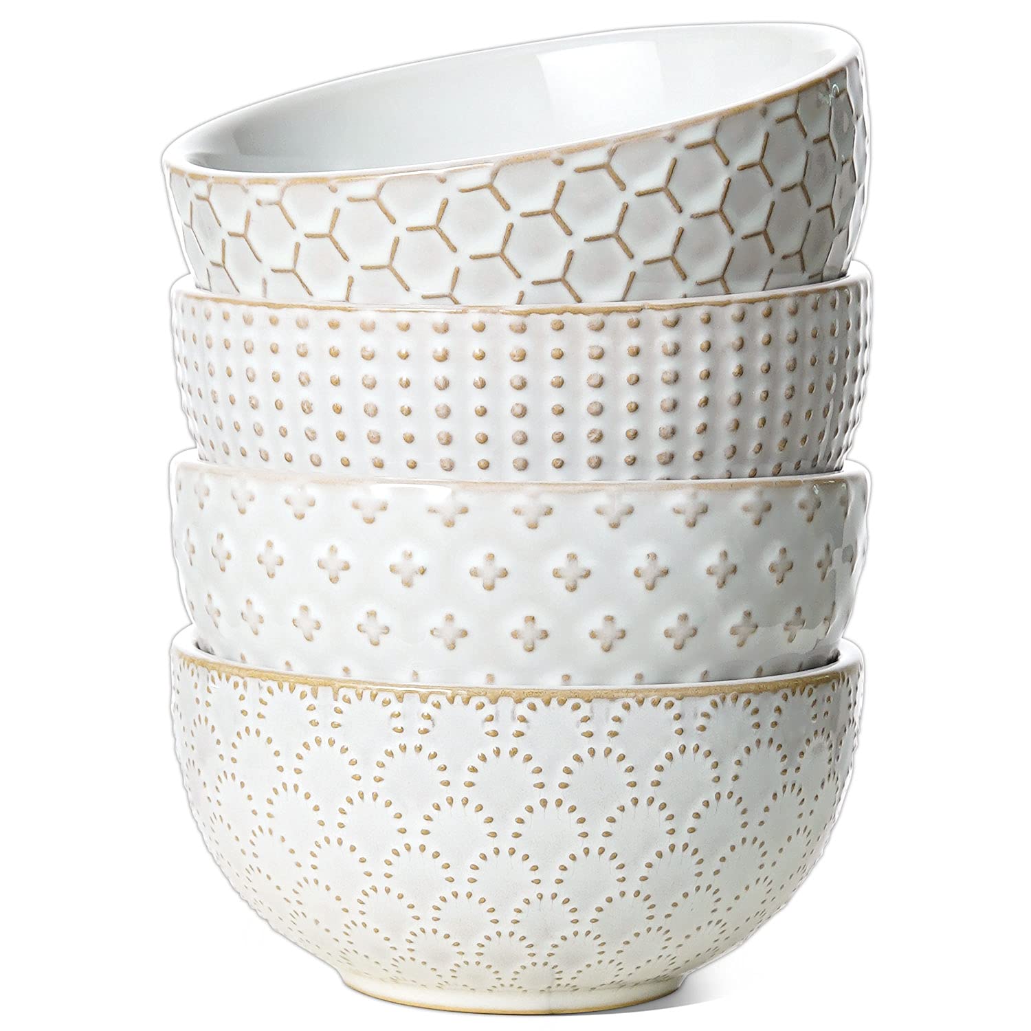 LE TAUCI embossed exterior Arctic white bowl with unique pattern for serving desserts