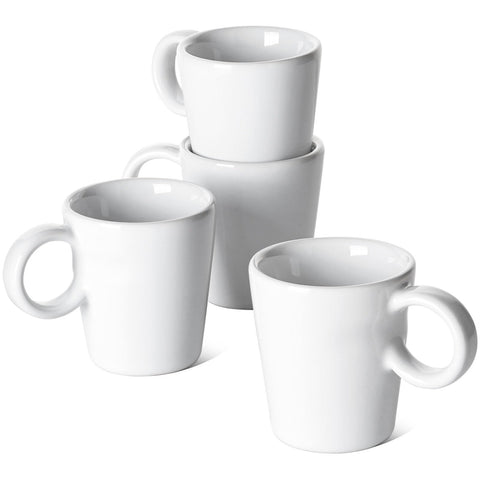 LE TAUCI espresso cups in ceramic demitasse style offer a stackable option for easy storage.