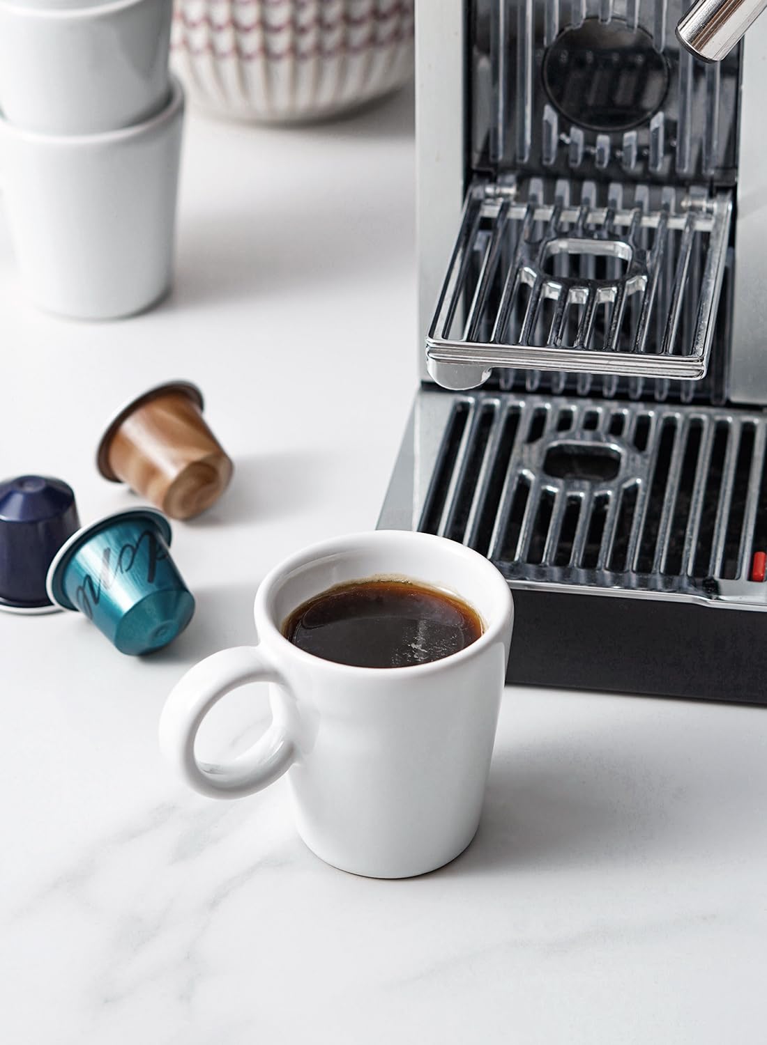 LE TAUCI three-ounce portion cups provide precise espresso portions for home use.