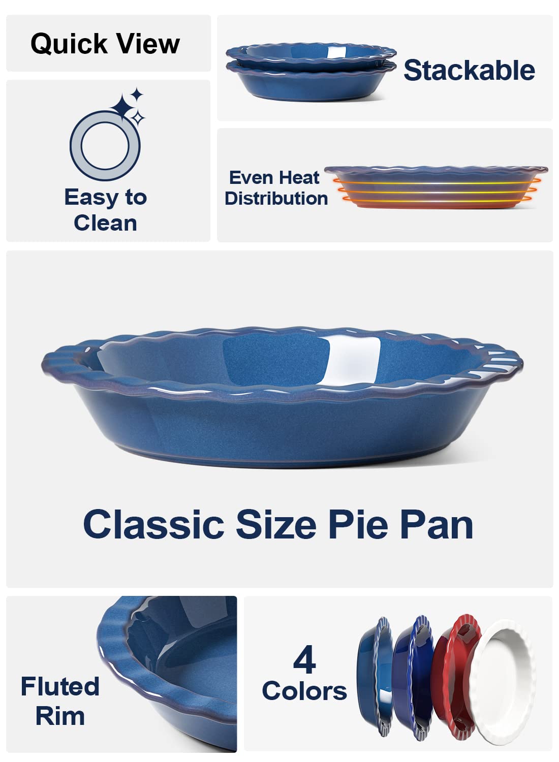 LE TAUCI fluted-edge pie dish emphasizes easy crust crimping and decorative rim.