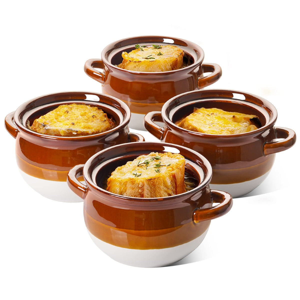 LE TAUCI French onion soup bowl with handles for easy grip and even heat.