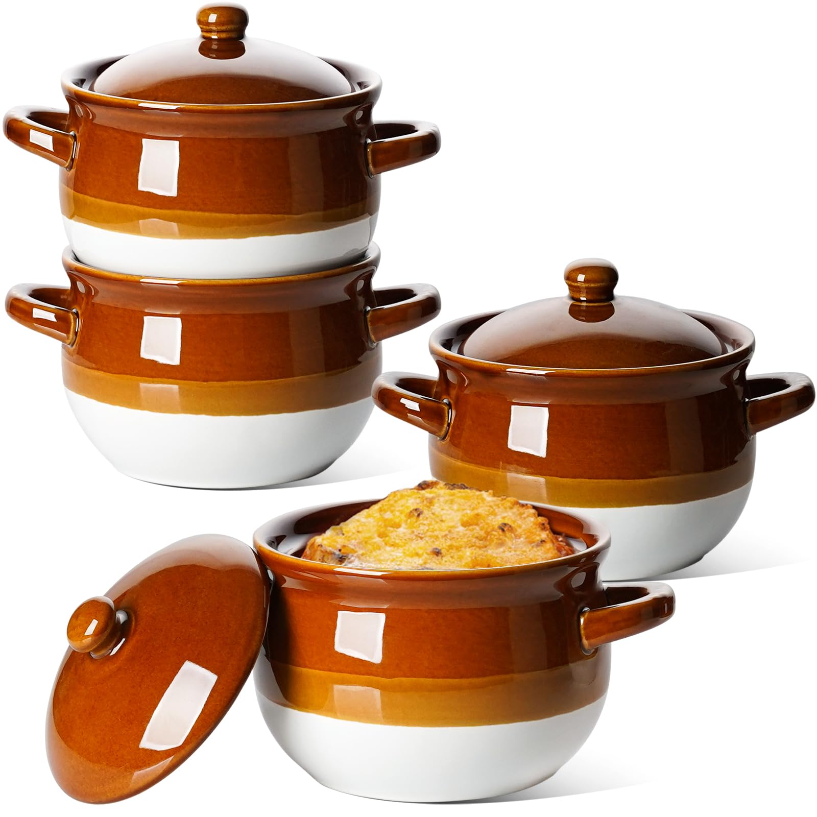 LE TAUCI French Onion Soup Bowl with Lid 22oz keeps soup warm and protected