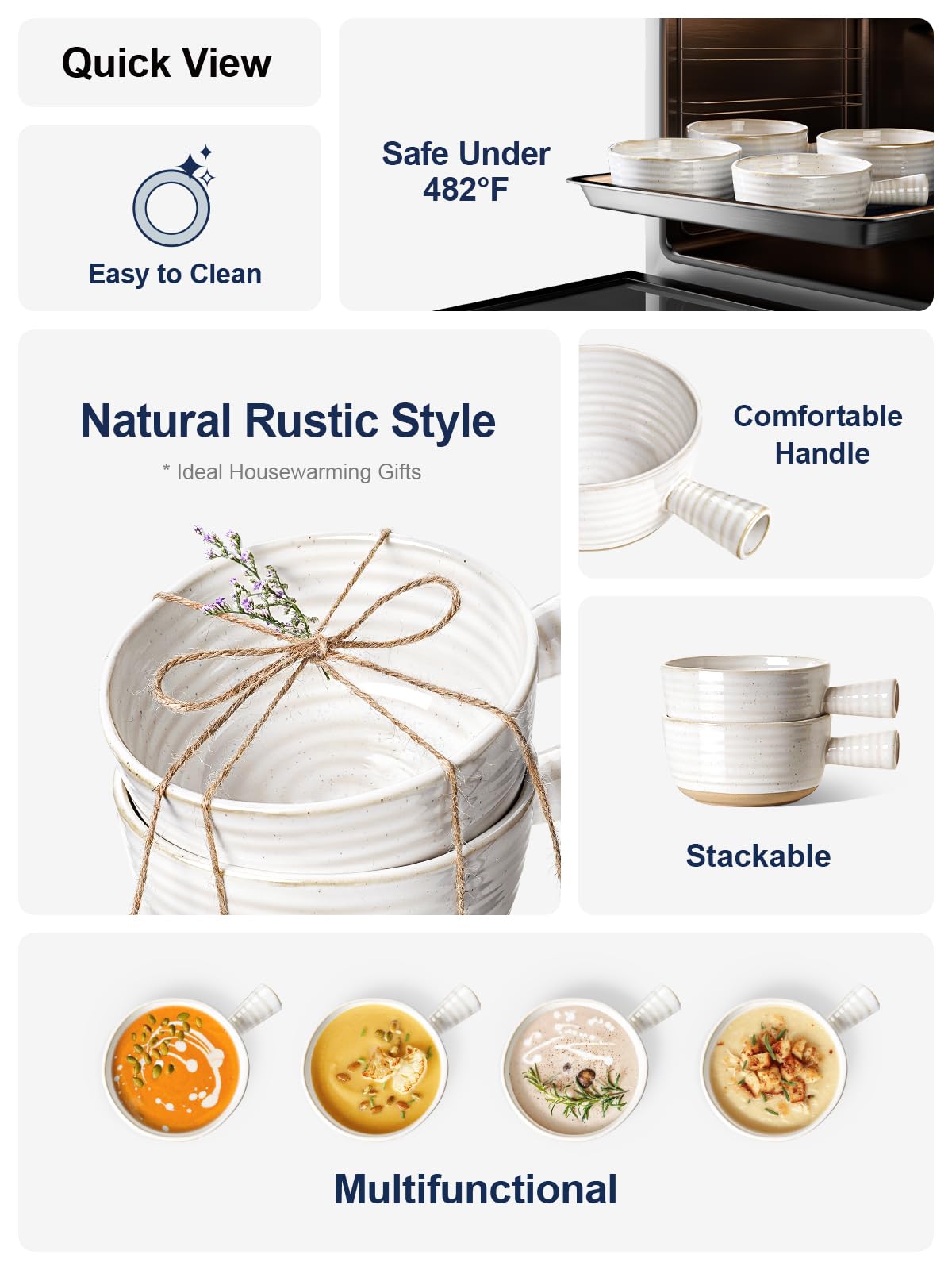 LE TAUCI French Onion Soup Bowls handmade rim texture adds artisanal charm.