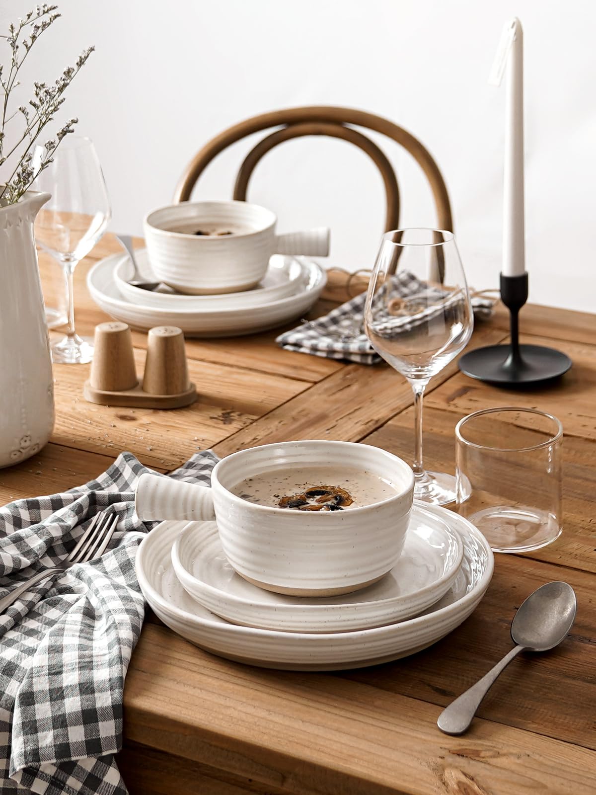 LE TAUCI French Onion Soup Bowls neutral glaze fits any table.
