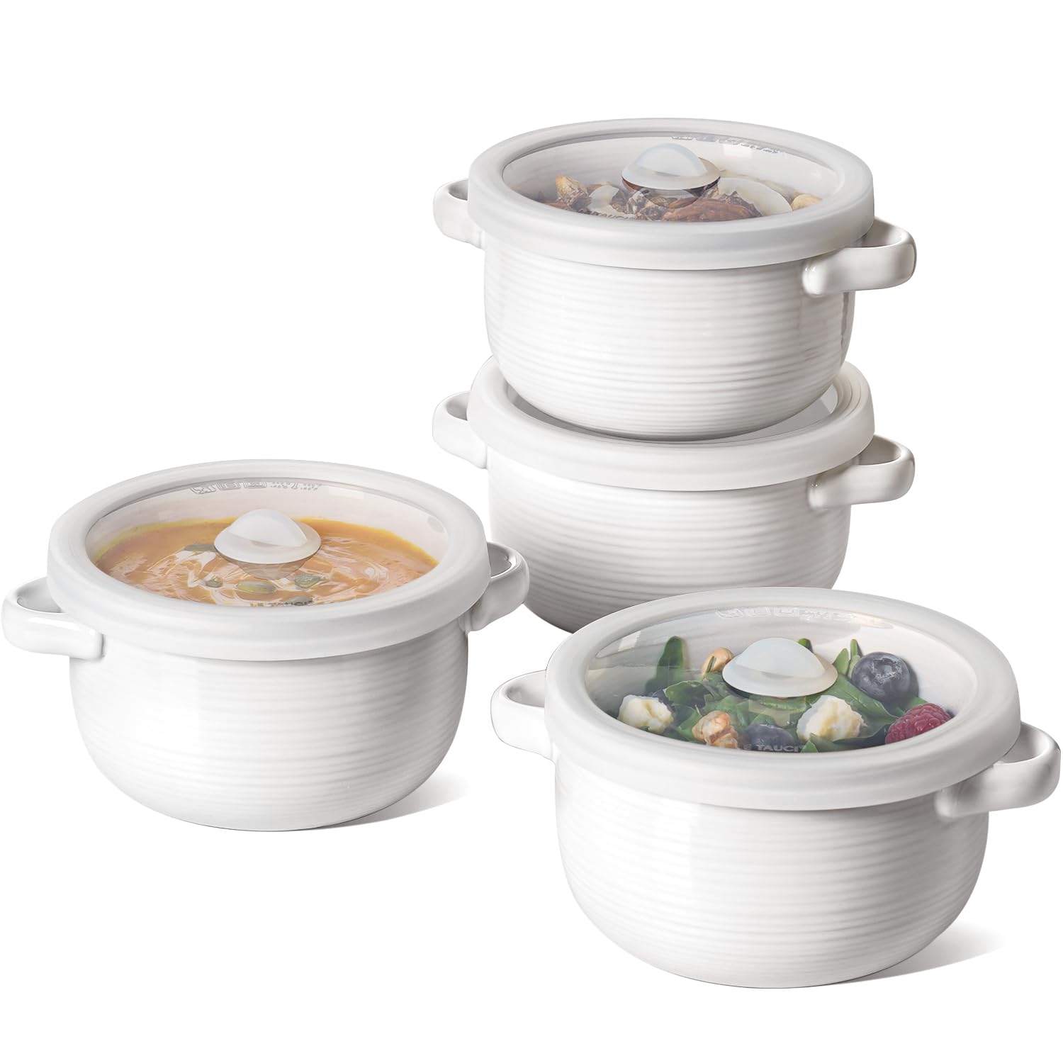LE TAUCI French Onion Soup Bowls set of 4 with handles ready for serving