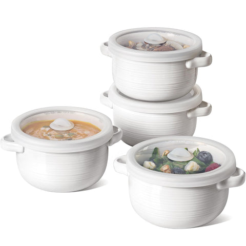 LE TAUCI French Onion Soup Bowls set of 4 with handles ready for serving