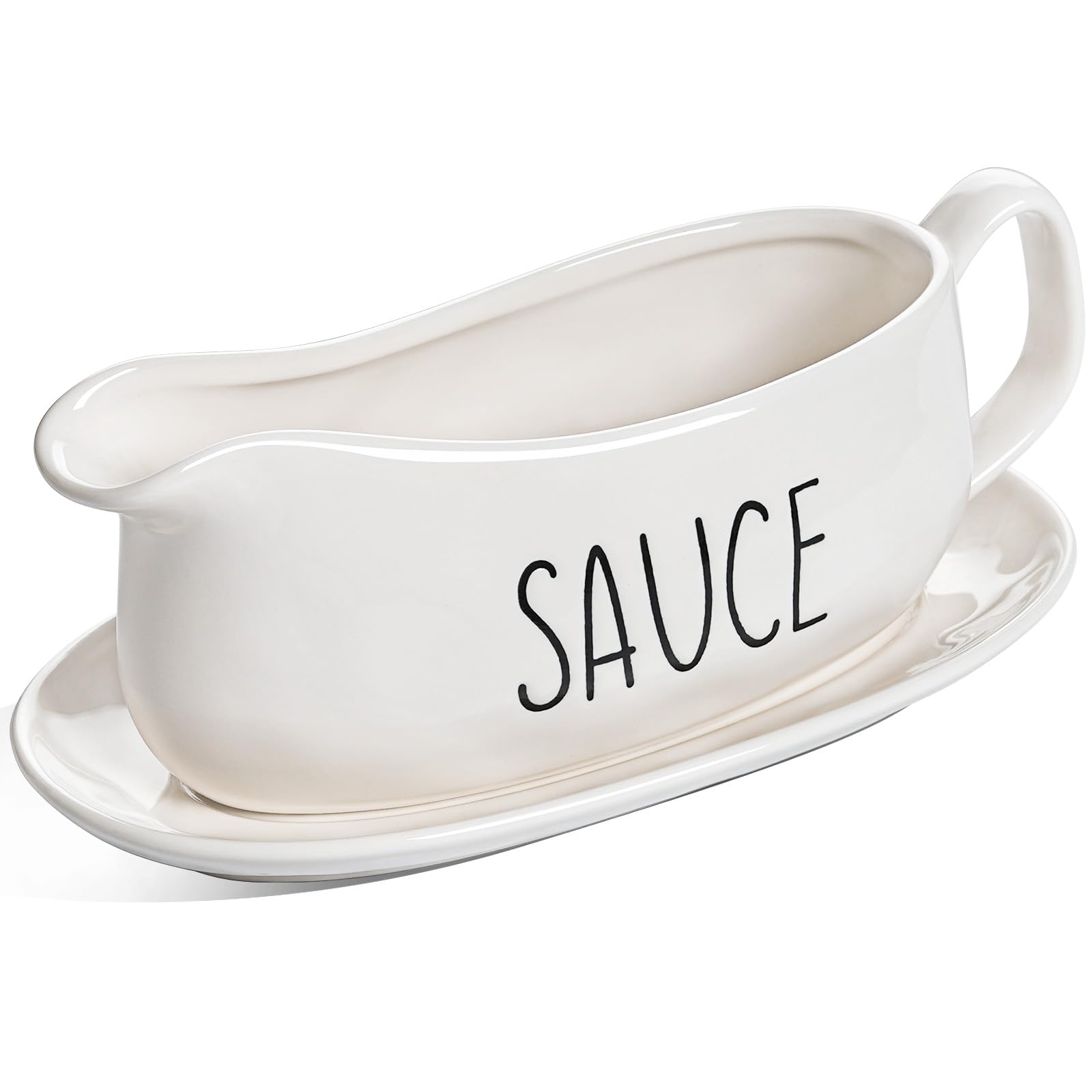 LE TAUCI 16oz gravy boat with pour spout for smooth sauces and gravies.
