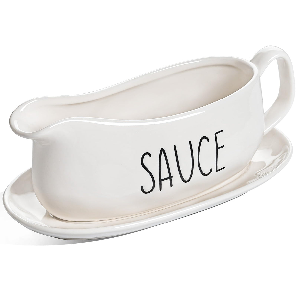 LE TAUCI 16oz gravy boat with pour spout for smooth sauces and gravies.