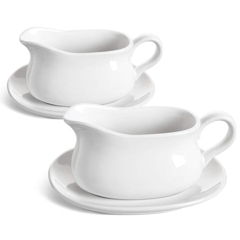 LE TAUCI gravy boat stand 2pc with saucer keeps sauces neat and easy to lift