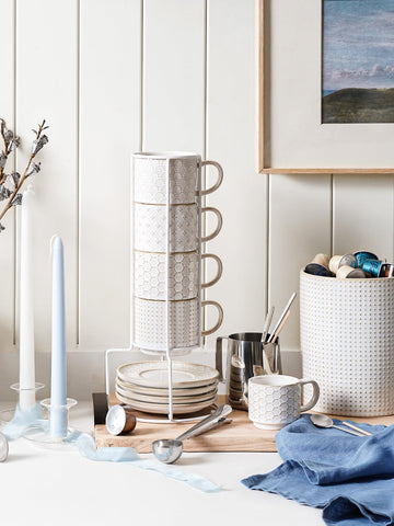 LE TAUCI kitchen scene featuring stackable cups for tidy coffee bar