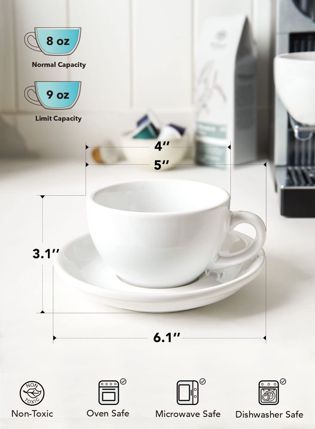 LE TAUCI latte art-friendly cup with round bottom ideal for aroma and designs