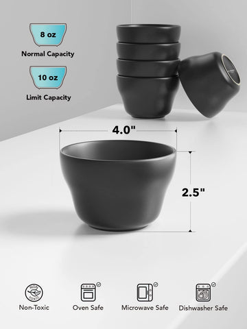 LE TAUCI Maze Black dessert bowls for small portions of soup and fruit.