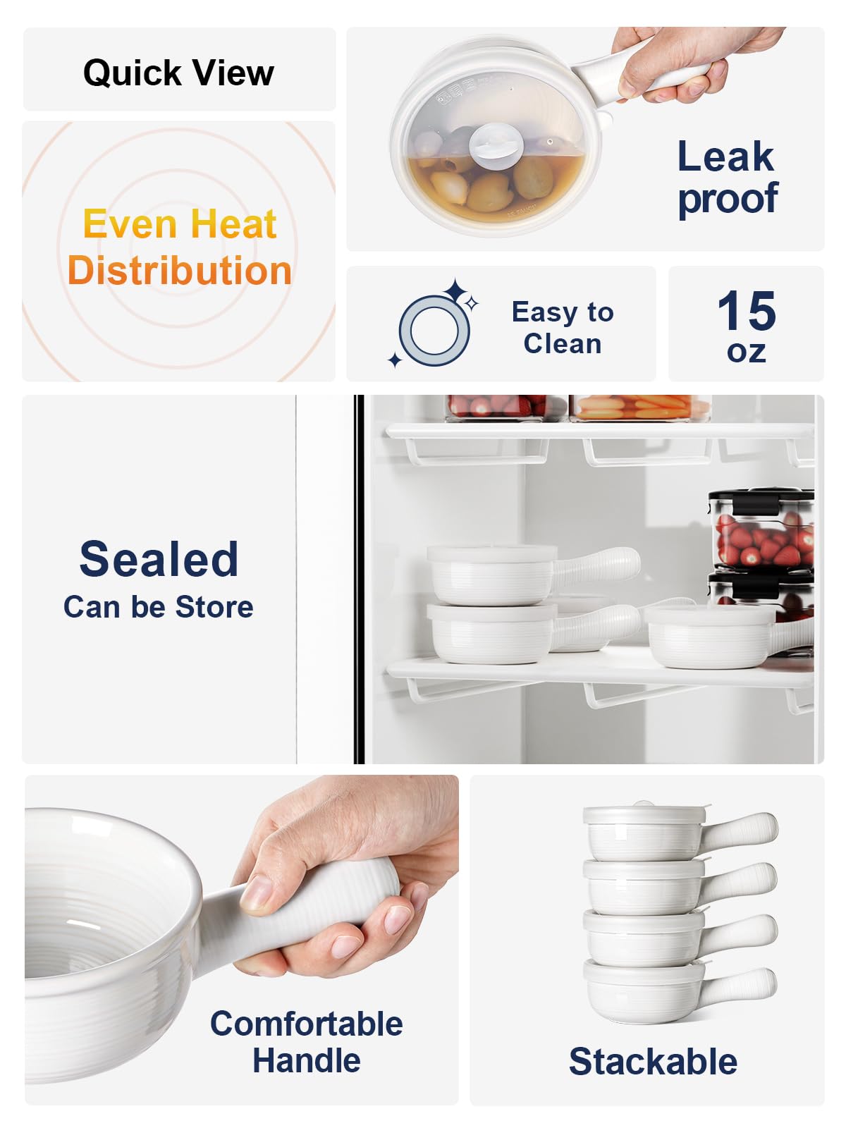 LE TAUCI onion soup bowls with oven-safe ceramic for hearty meals