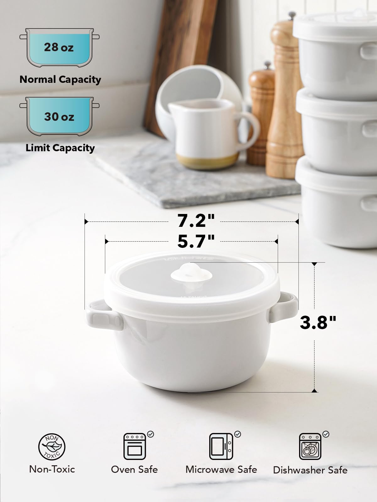 LE TAUCI oven-safe, microwave-safe, and dishwasher-safe bowls for easy cooking and cleaning