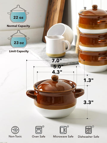 LE TAUCI Oven-safe soup crock 22oz ready for microwave and oven