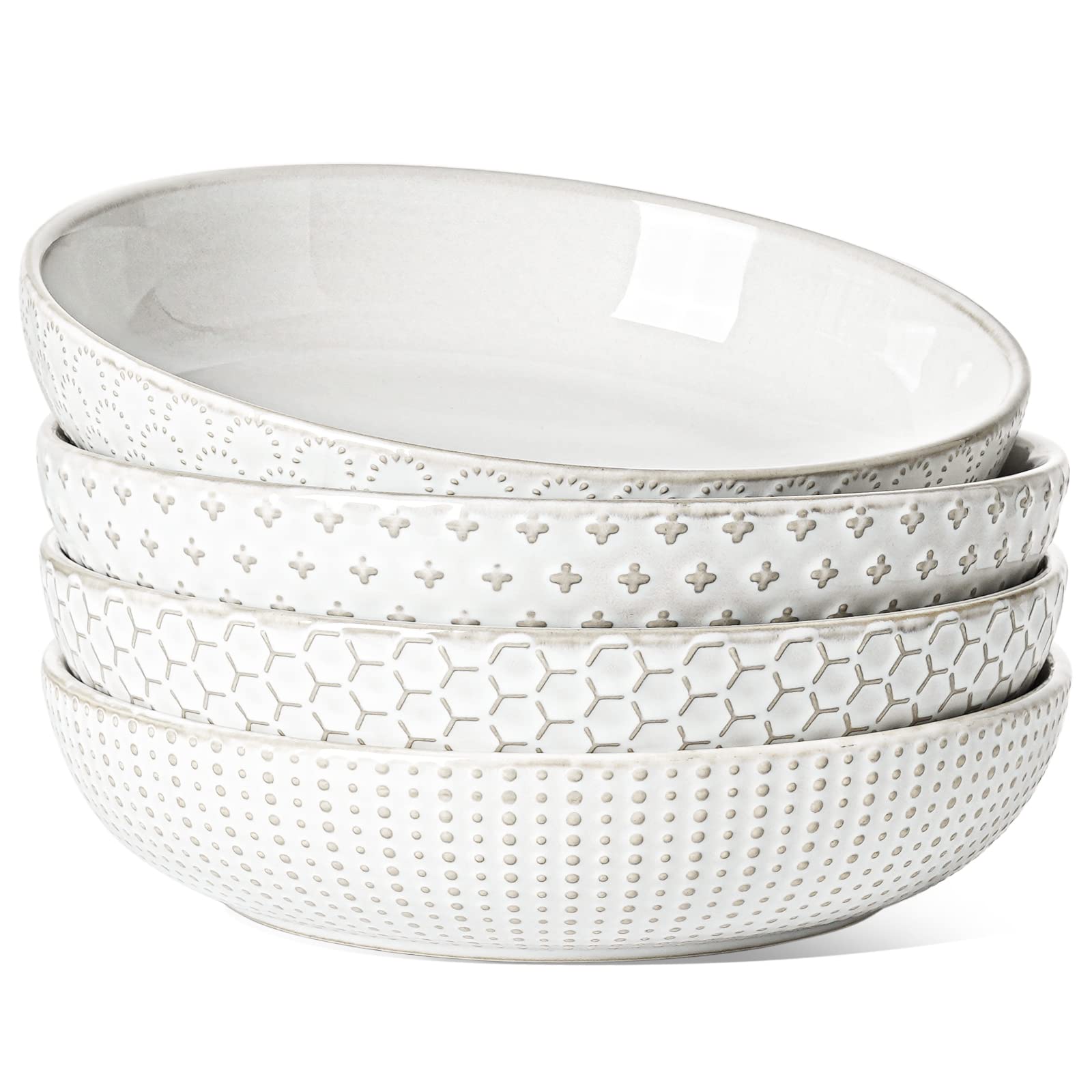 LE TAUCI pasta bowl with embossed exterior pattern 1 for rustic charm and ample capacity