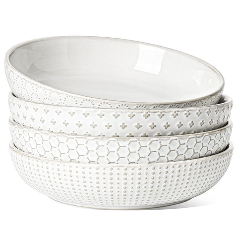 LE TAUCI pasta bowl with embossed exterior pattern 1 for rustic charm and ample capacity