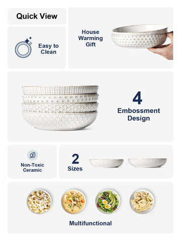 LE TAUCI pasta bowl embossed pattern 3 blends elegance with everyday microwave use