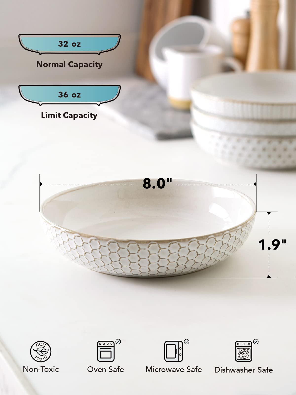 LE TAUCI pasta bowl embossed pattern 4 complements modern table settings