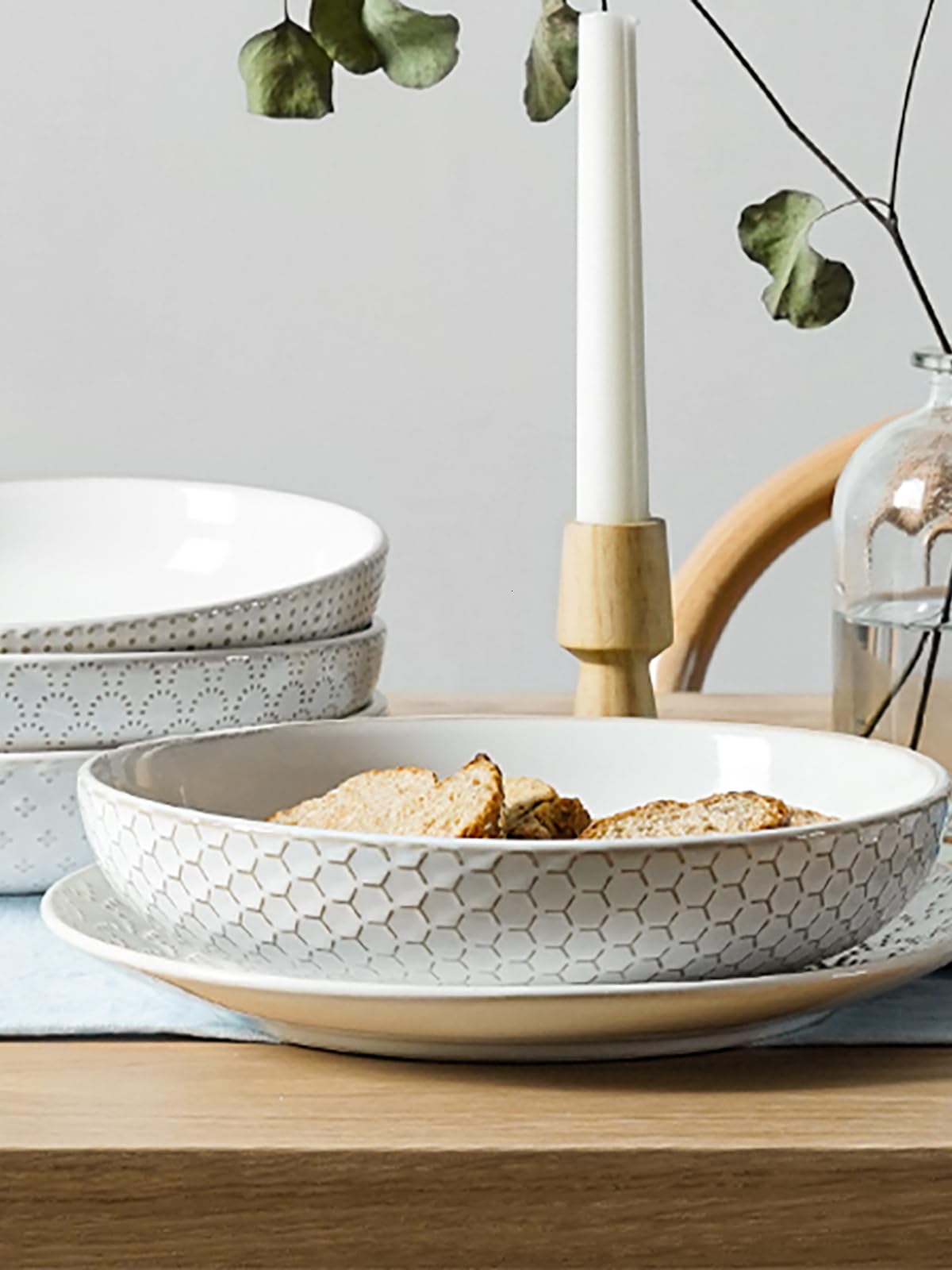 LE TAUCI pasta bowls embossed exterior add farmhouse charm