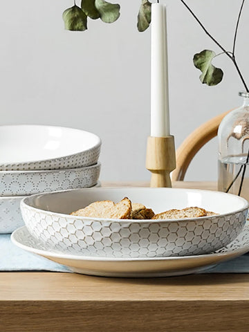 LE TAUCI pasta bowls embossed exterior add farmhouse charm