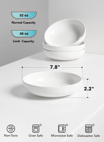 LE TAUCI white glossy 7.8-inch bowls clean, modern tableware update.