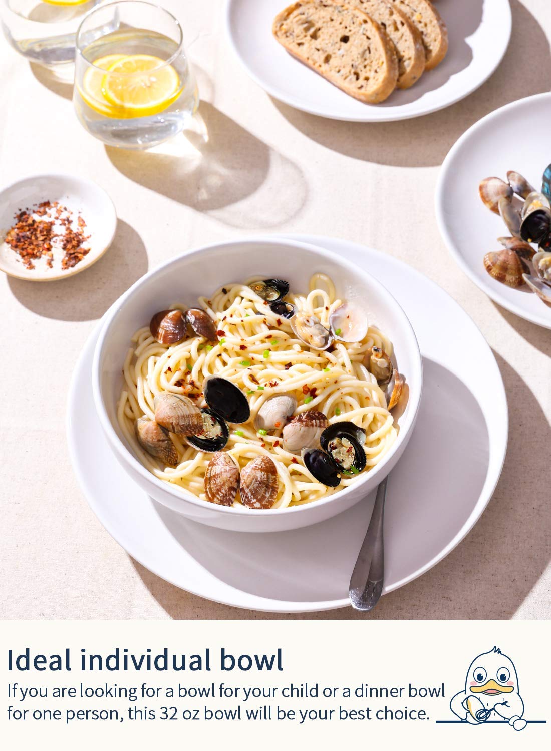 LE TAUCI wide-mouth 32oz bowls easy scooping for generous servings.