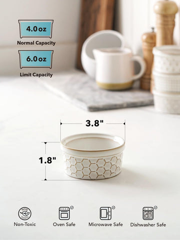 LE TAUCI stackable ramekins save cabinet space during kitchen organization.