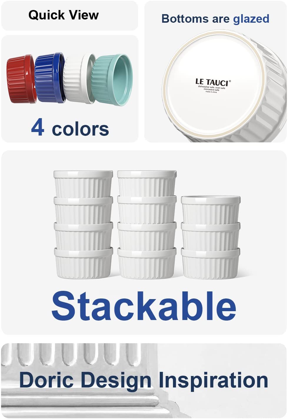 LE TAUCI ramekins stacked neatly to save kitchen space