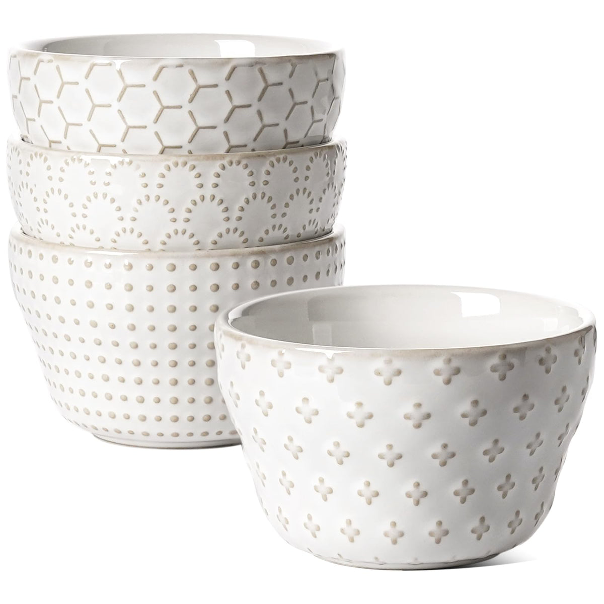 LE TAUCI 8 oz Arctic White bowls for desserts, dips, and small portions.