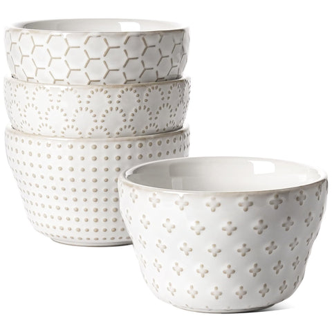 LE TAUCI 8 oz Arctic White bowls for desserts, dips, and small portions.