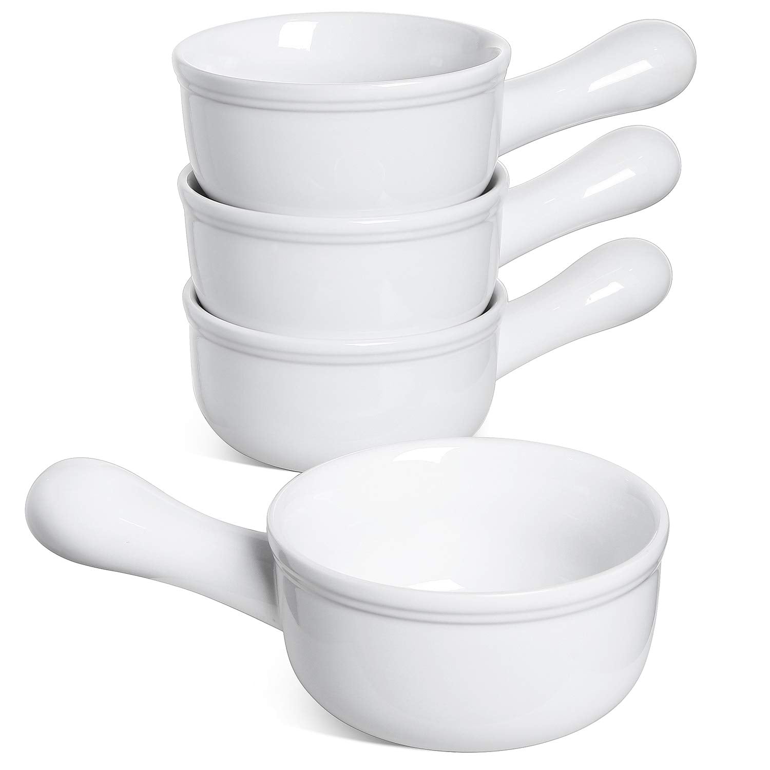 LE TAUCI 15oz handle soup bowl for comfortable grip during serving.