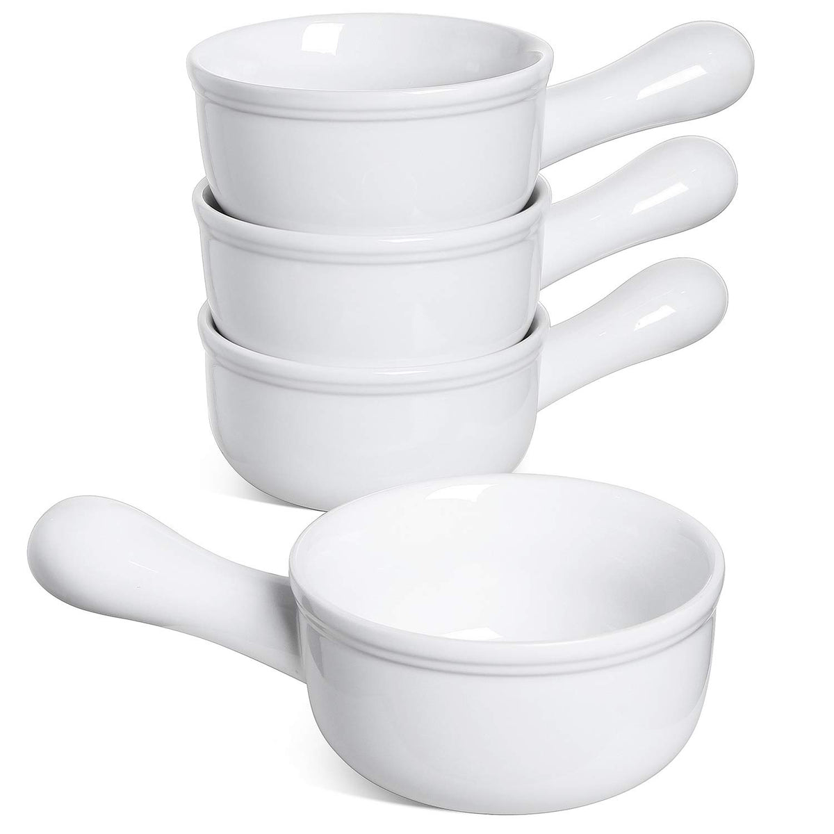 LE TAUCI 15oz handle soup bowl for comfortable grip during serving.