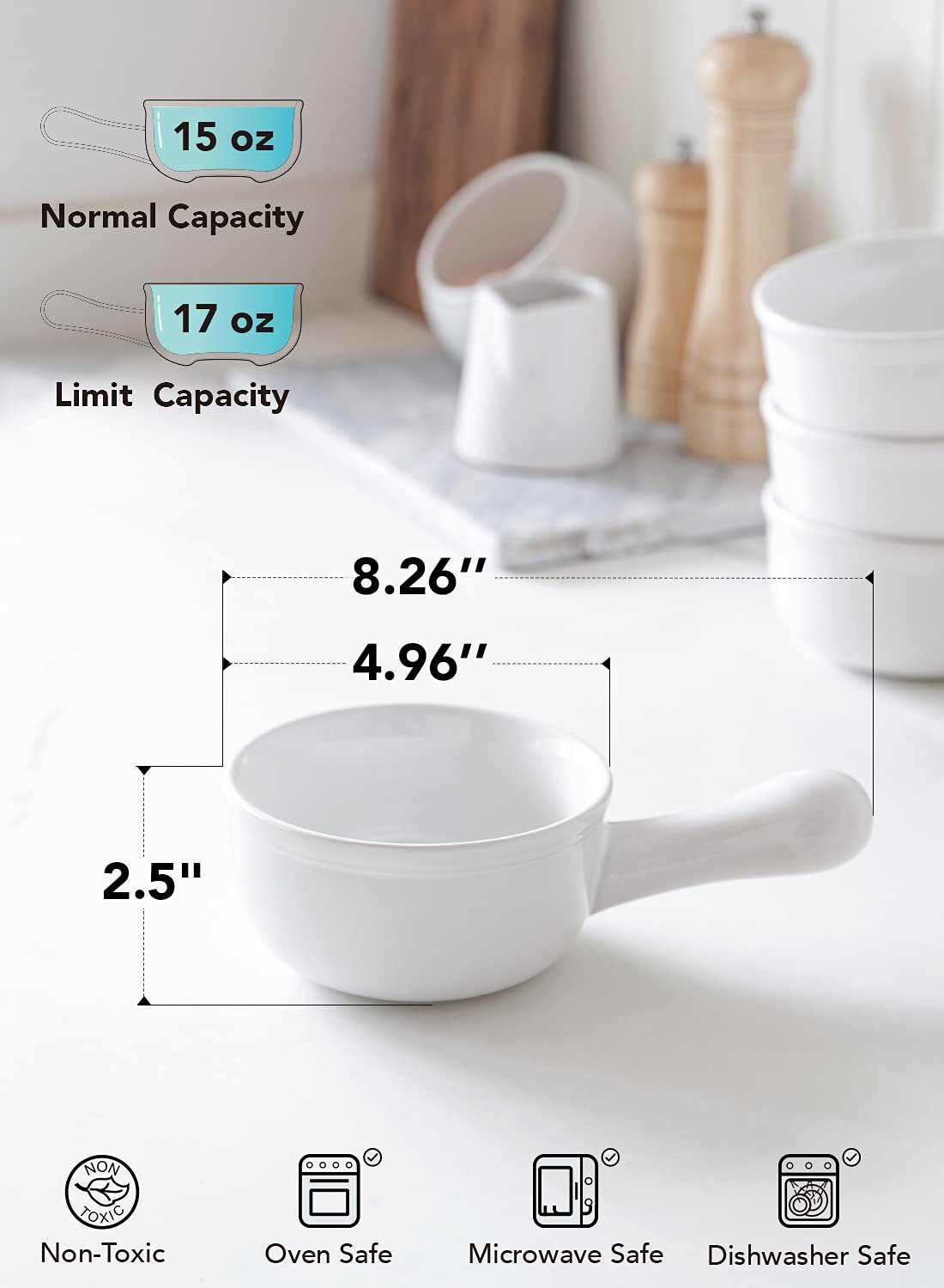 LE TAUCI set of 4 white bowls enhances table presentation.