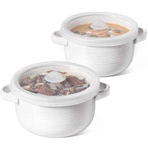 LE TAUCI soup bowls with handles and silicone lids for easy serving and storage