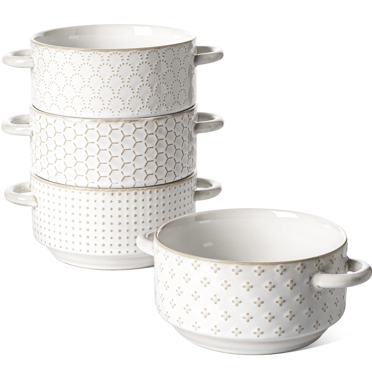Le Tauci soup bowls with handles for easy oven-to-table serving.