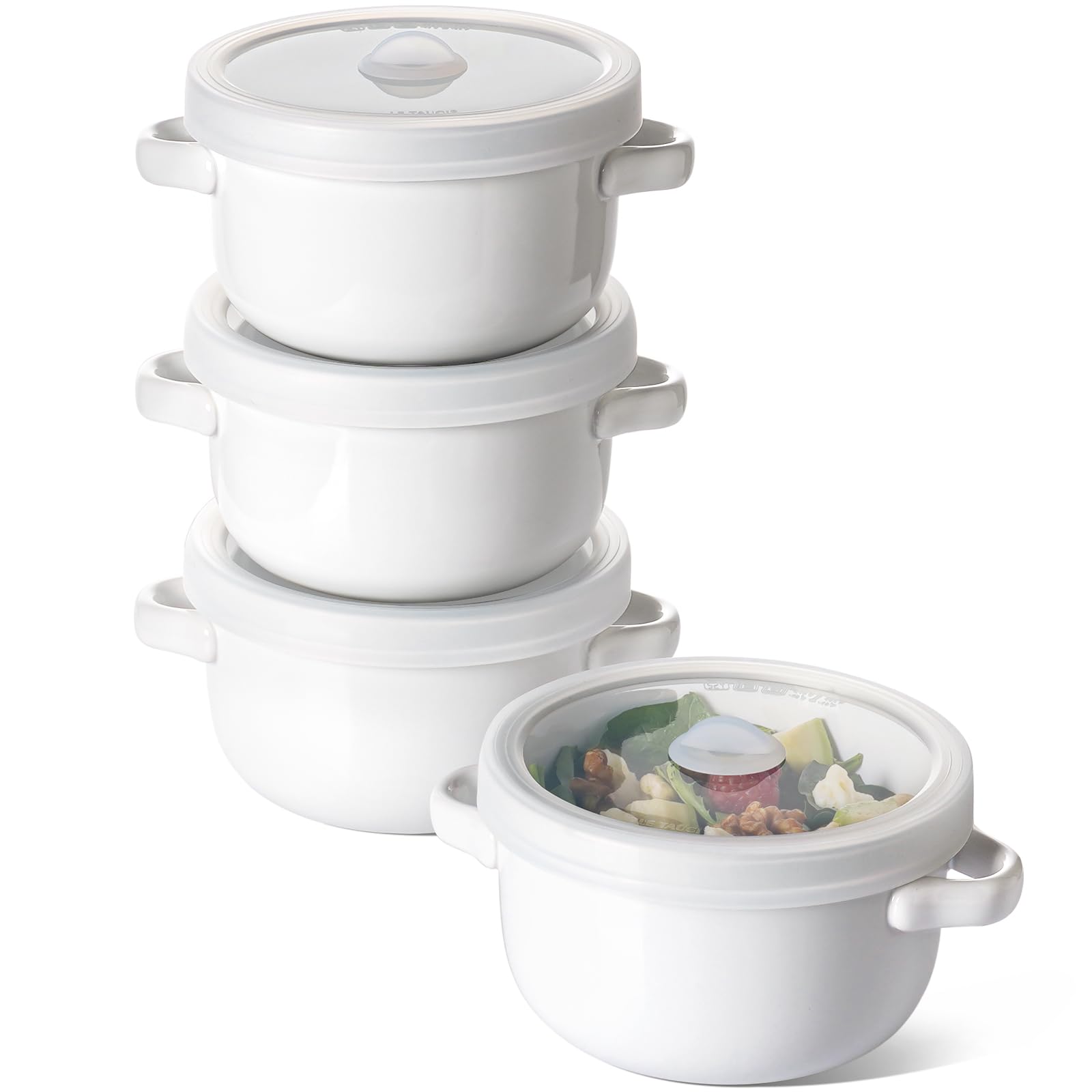 LE TAUCI soup bowls with handles for easy grip and 28 oz servings