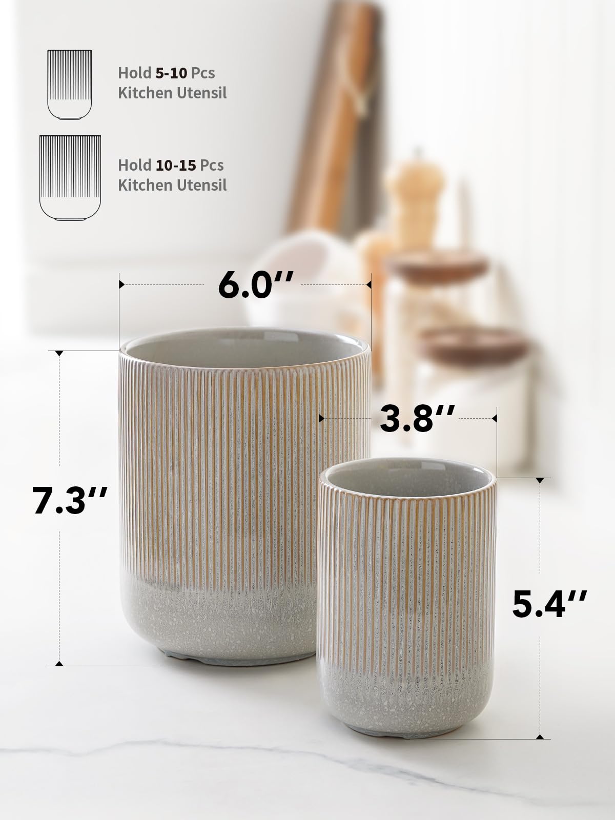 LE TAUCI utensil holder used as a decorative vase on a countertop