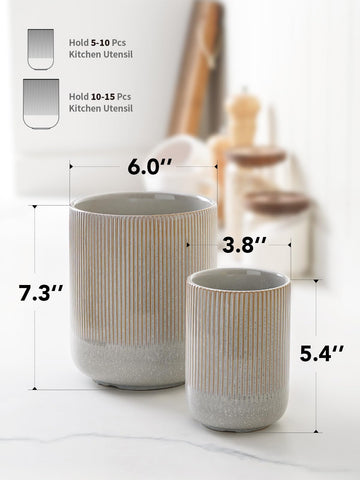 LE TAUCI utensil holder used as a decorative vase on a countertop