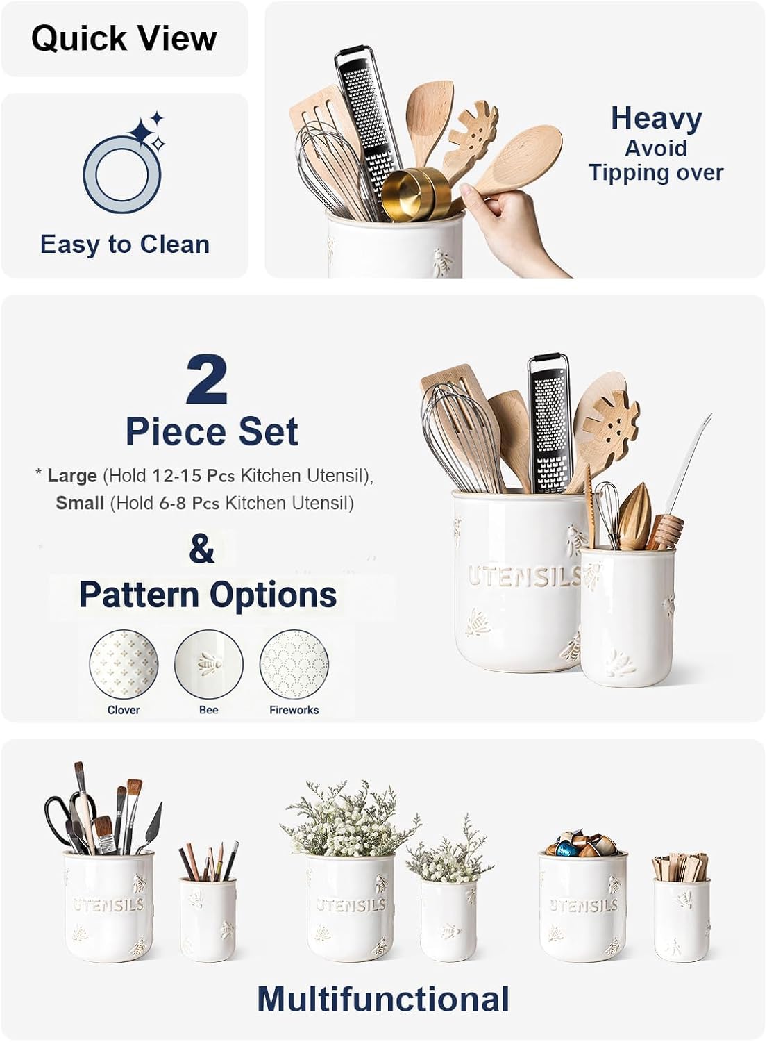 LE TAUCI small-size holder neatly stores 6-8 knives, forks, and spoons.