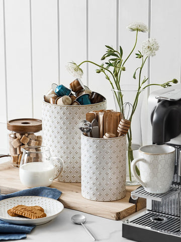 LE TAUCI small Arctic White utensil holder for knives and spoons.