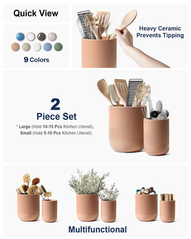 LE TAUCI small dusty pink utensil holder fits flatware neatly on counter