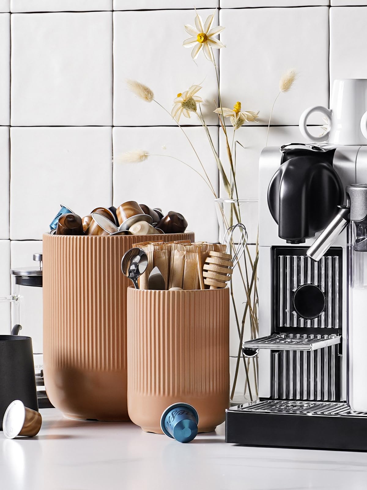 LE TAUCI versatile utensil holder doubles as decorative vase or brush storage