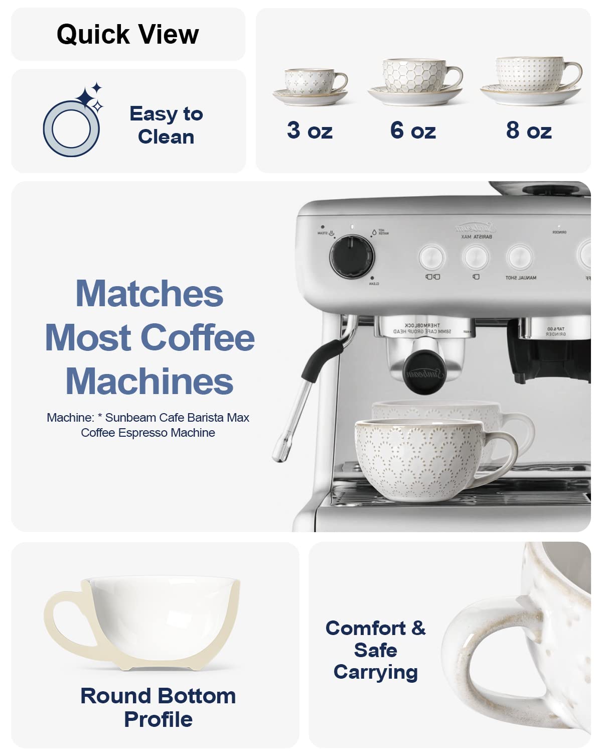 LE TAUCI white cappuccino set suits coffee moments at home.