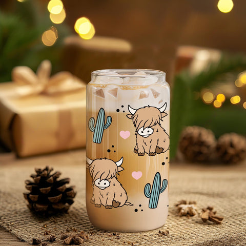LEADO Highland Cow Cup holds 16 oz of coffee, tea, or cold drinks.