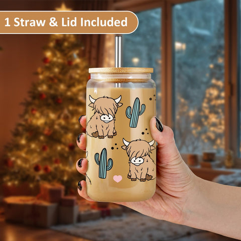 LEADO Highland Cow Cup spill-proof lid and stopper prevent leaks during use.