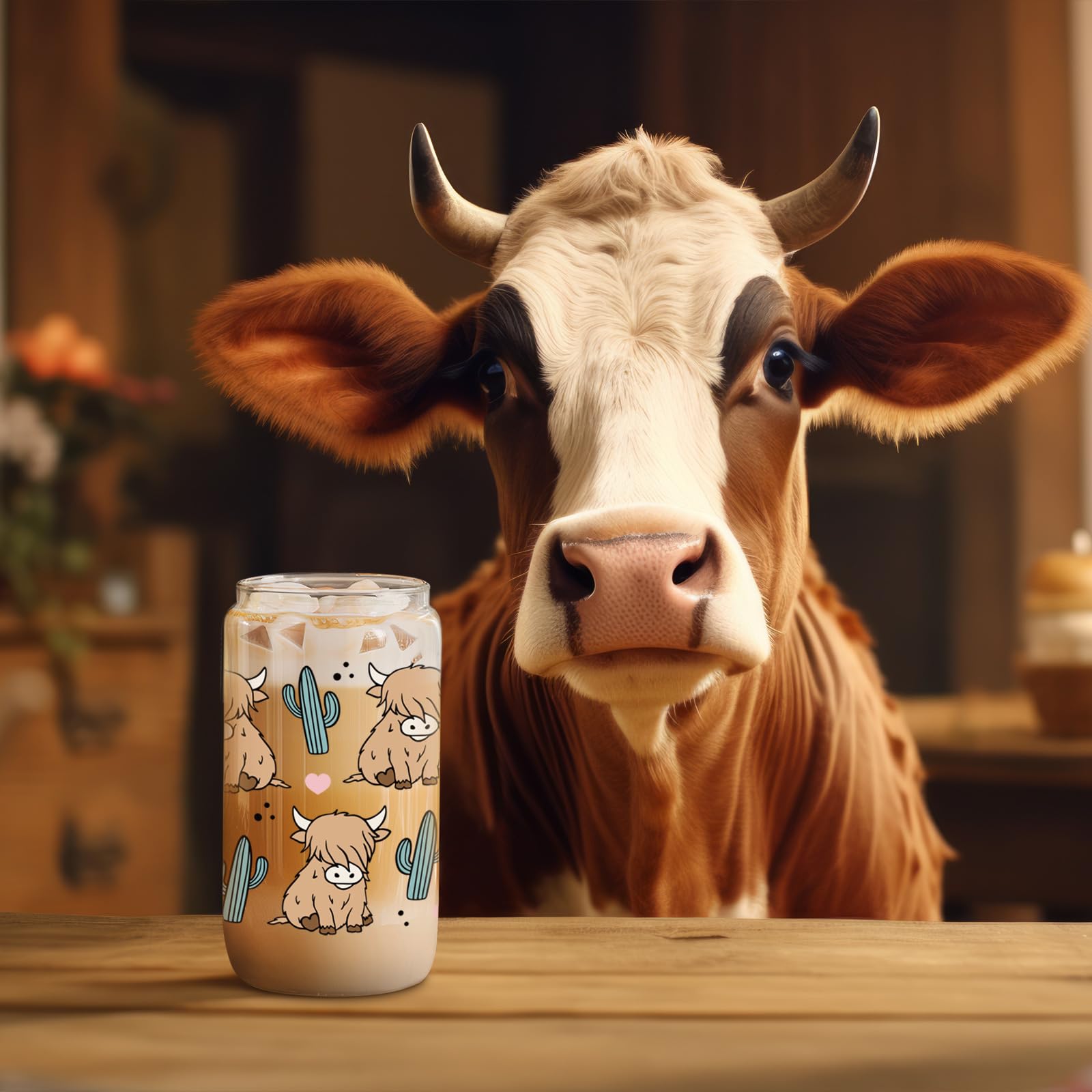 LEADO Highland Cow Cup vibrant print enhances everyday drinking experience.